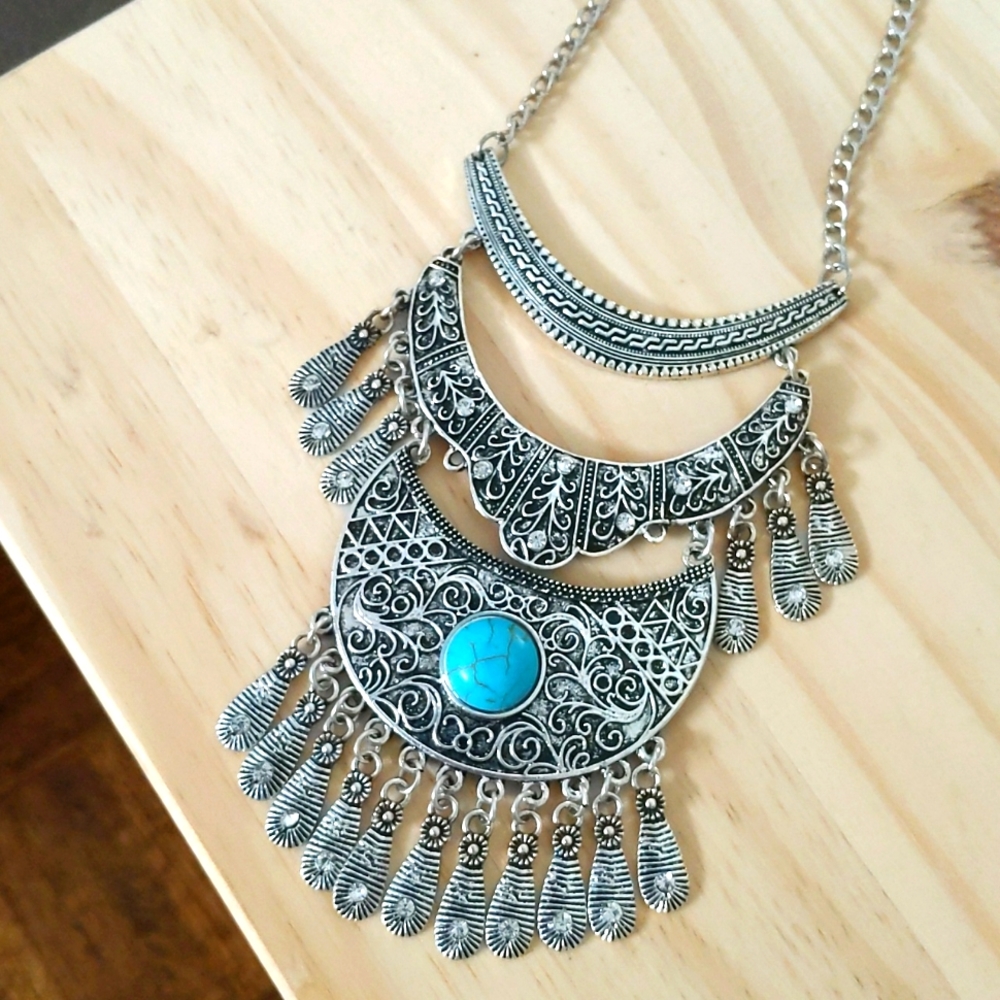 🔥 Boho statement Necklace with Turquoise bead